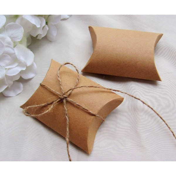 Kraft Boxes Pillow Candy Box Gift Box Kraft Paper Gift Box With Jute Twine Vintage Style