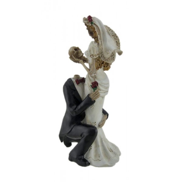 Skeleton Bride and Groom Wedding Couple Statue Cake Topper - CU187ELKEME