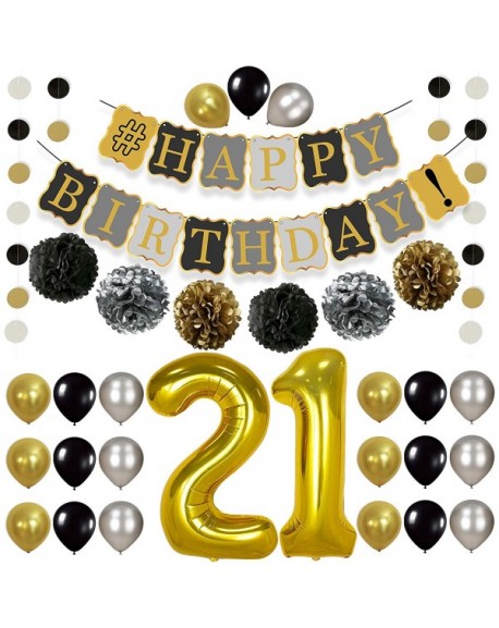 Vintage 21st BIRTHDAY DECORATIONS PARTY KIT -Black Gold and Silver ...