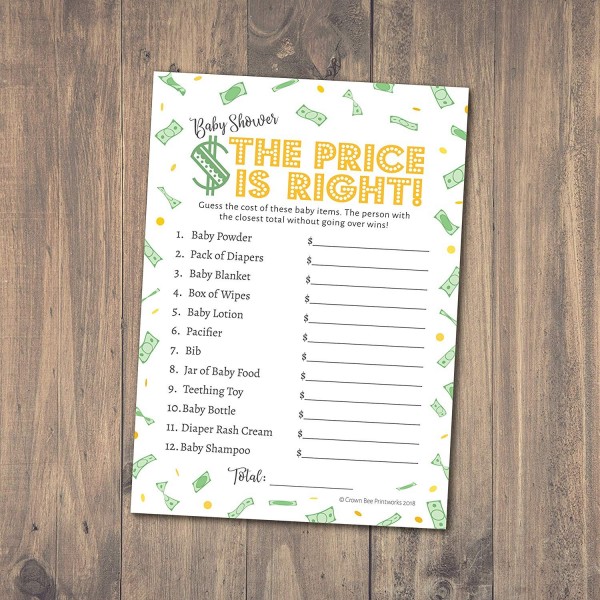 Price Is Right Baby Shower Game - Fun Baby Shower Game - Coed Baby ...