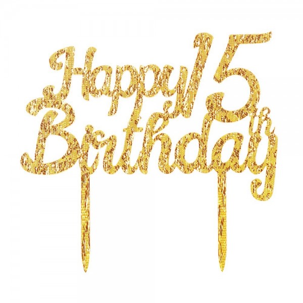 Gold Glitter Acrylic Happy Birthday Cake Topper-Party Cake Decoration ...