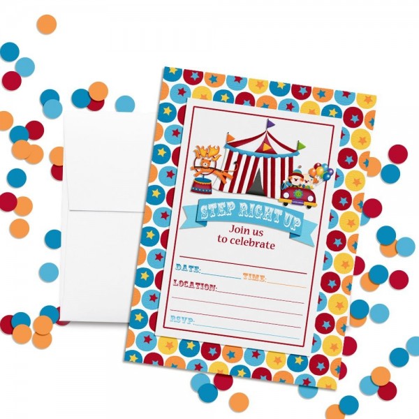 Carnival Circus Invitations - Birthday or Baby Shower - Twenty 5