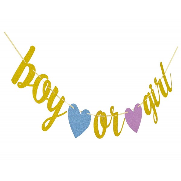 Gold Glitter Gender Reveal Boy or Girl Banner For Baby Shower Party ...