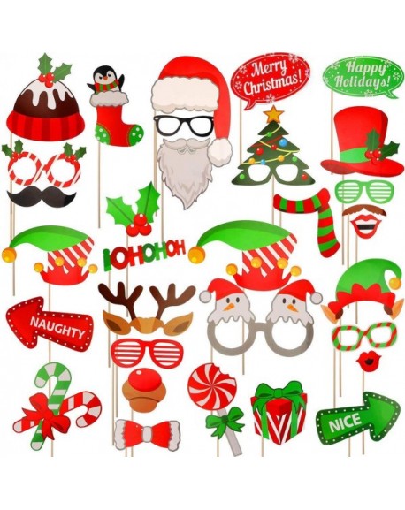 Christmas Photo Booth Props 32Pcs-Merry Christmas Party Photo Props ...