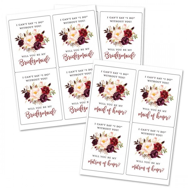 Elegant Floral Bridesmaid Proposal Labels - Will You be My Bridesmaid ...